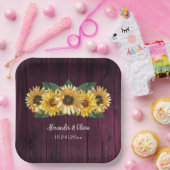 Rustic Magenta Sonnenblume Hochzeitspapier Teller (Party)