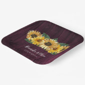 Rustic Magenta Sonnenblume Hochzeitspapier Teller (Gewinkelt)