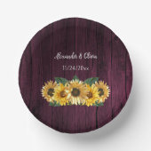 Rustic Magenta Sonnenblumen Hochzeitspapier Bowls Pappteller (Vorderseite)