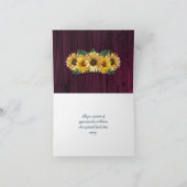 Rustic Magenta Sunflower Wedding Vielen Dank Dankeskarte (Innenseite)
