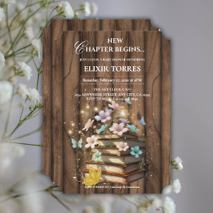 Rustic Magical Storybooks Baby Dusche Einladung