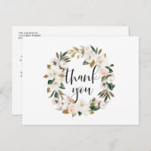 Rustic Magnolia und Cotton Wreath Vielen Dank Postkarte (Vorne/Hinten)