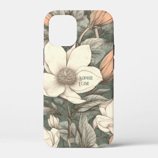 Rustic Magnolias Painted Name Floral Botanical Case-Mate iPhone Hülle (Rückseite)