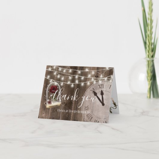 Rustic Mairytale Wedding Barn Wood Vielen Dank Dankeskarte (Vorderseite)