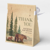 Rustic Mama & Baby Bear Baby Shower Thank You Geschenkschachtel (Rückseite)