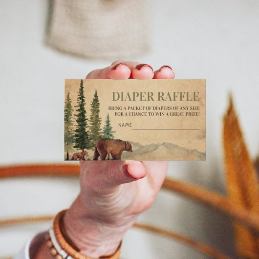 Rustic Mama & Baby Bear Diaper Raffle Begleitkarte