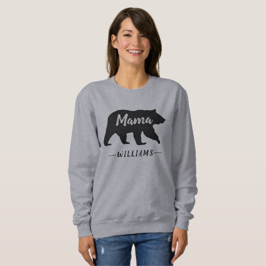 Rustic Mama Bear Grey Black Monogram Name Sweatshirt (Vorne ganz)