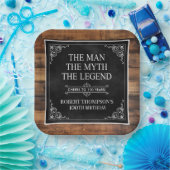 Rustic Man Myth Legend 100th Birthday Black Pappteller (Party)