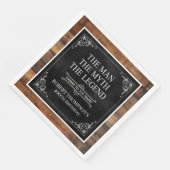 Rustic Man Myth Legend 100th Birthday Black Serviette (Ecke)