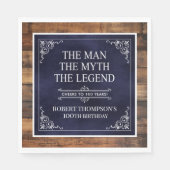 Rustic Man Myth Legend 100th Birthday Blue Serviette (Vorderseite)