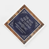 Rustic Man Myth Legend 100th Birthday Blue Serviette (Ecke)