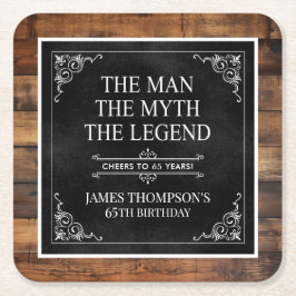 Rustic Man Myth Legend 65. Geburtstag Schwarz Rechteckiger Pappuntersetzer