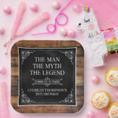 Rustic Man Myth Legend 70. Geburtstag Schwarz Pappteller (Party)