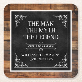 Rustic Man Myth Legend 85. Geburtstag Schwarz Rechteckiger Pappuntersetzer