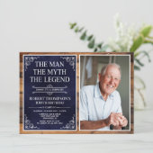 Rustic Man Myth Legend Überraschung 100. Geburtsta Einladung (Stehend Vorderseite)