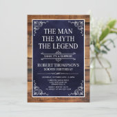 Rustic Man Myth Legend Überraschung 100. Geburtsta Einladung (Stehend Vorderseite)
