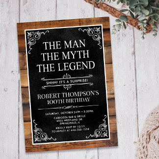 Rustic Man Myth Legend Überraschung 100. Geburtsta Einladung