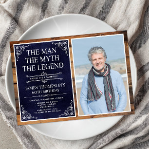 Rustic Man Myth Legend Überraschung 60. Geburtstag Einladung