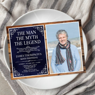 Rustic Man Myth Legend Überraschung 60. Geburtstag Einladung