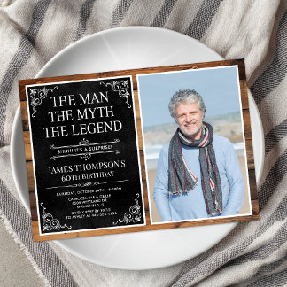 Rustic Man Myth Legend Überraschung 60. Geburtstag Einladung