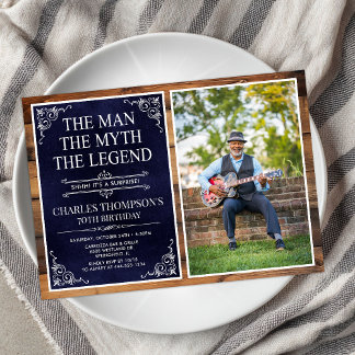 Rustic Man Myth Legend Überraschung 70. Geburtstag Einladung