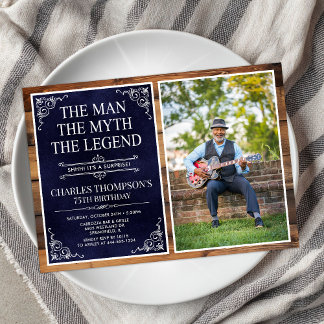 Rustic Man Myth Legend Überraschung 75. Geburtstag Einladung