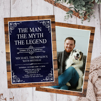Rustic Man Myth Legend Überraschung Foto 50 Geburt Einladung