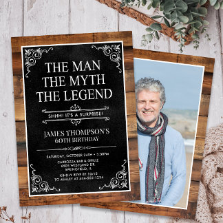 Rustic Man Myth Legend Überraschung Foto 60 Geburt Einladung
