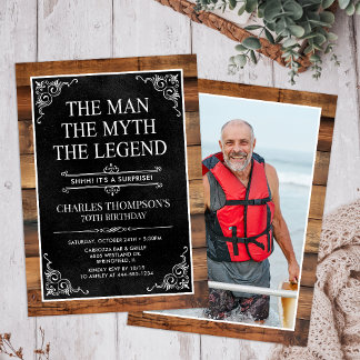Rustic Man Myth Legend Überraschung Foto 70 Geburt Einladung