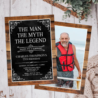Rustic Man Myth Legend Überraschung Foto 75 Geburt Einladung