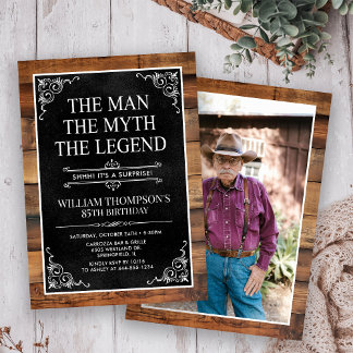 Rustic Man Myth Legend Überraschung Foto 85 Geburt Einladung
