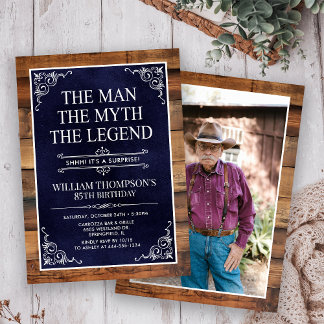 Rustic Man Myth Legend Überraschung Foto 85 Geburt Einladung