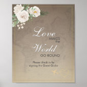 Rustic Map Brautparty Travel Party Anmelden Poster (Vorne)