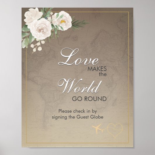 Rustic Map Brautparty Travel Party Anmelden Poster (Vorne)