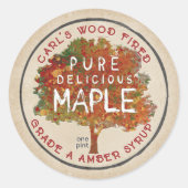 RUSTIC MAPLE Herbstfarben Ahornsirup-Kraftlabel Runder Aufkleber (Vorderseite)