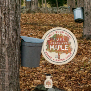 RUSTIC MAPLE Herbstfarben Ahornsirup-Kraftlabel Runder Aufkleber