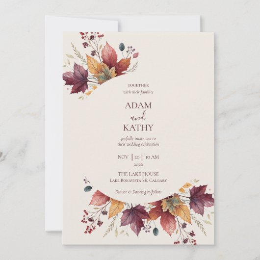 Rustic Maple Leaf Arch Fall Wedding Invitation Einladung (Vorderseite)