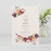 Rustic Maple Leaf Arch Fall Wedding Invitation Einladung (Stehend Vorderseite)