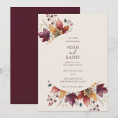 Rustic Maple Leaf Arch Fall Wedding Invitation Einladung (Vorne/Hinten)