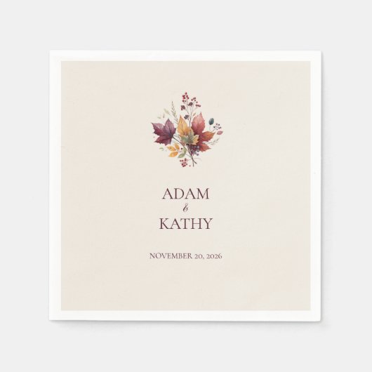 Rustic Maple Leaf Fall Wedding Napkin Serviette (Vorderseite)