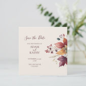 Rustic Maple Leaf Fall Wedding Save the Date Card (Stehend Vorderseite)