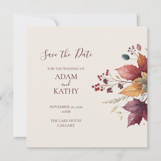 Rustic Maple Leaf Fall Wedding Save the Date Card (Vorderseite)