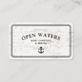 Rustic Marina Rope Anchor Boat White Wood Visitenkarte (Vorderseite)