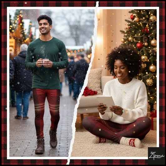 Rustic Maroon Black Plaid Flannel Tartan Leggings
