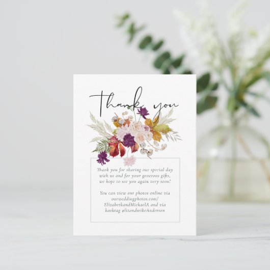 Rustic Maroon Ginger Blush Wedding Postkarte (Stehend Vorderseite)