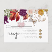 Rustic Maroon Ginger Blush Wedding RSVP Einladungspostkarte (Vorderseite)