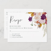 Rustic Maroon Ginger Blush Wedding RSVP Postkarte (Vorne/Hinten)