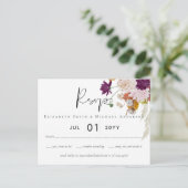 Rustic Maroon Ginger Blush Wedding RSVP Postkarte (Stehend Vorderseite)