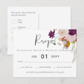 Rustic Maroon Ginger Blush Wedding RSVP Postkarte (Vorne/Hinten)