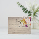 Rustic Maroon Ginger Blush Wedding RSVP Postkarte (Stehend Vorderseite)